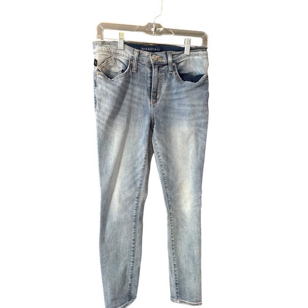Rock & Republic Berlin Skinny Jeans Light‎ Wash Blue Denim Size 8M Stretch